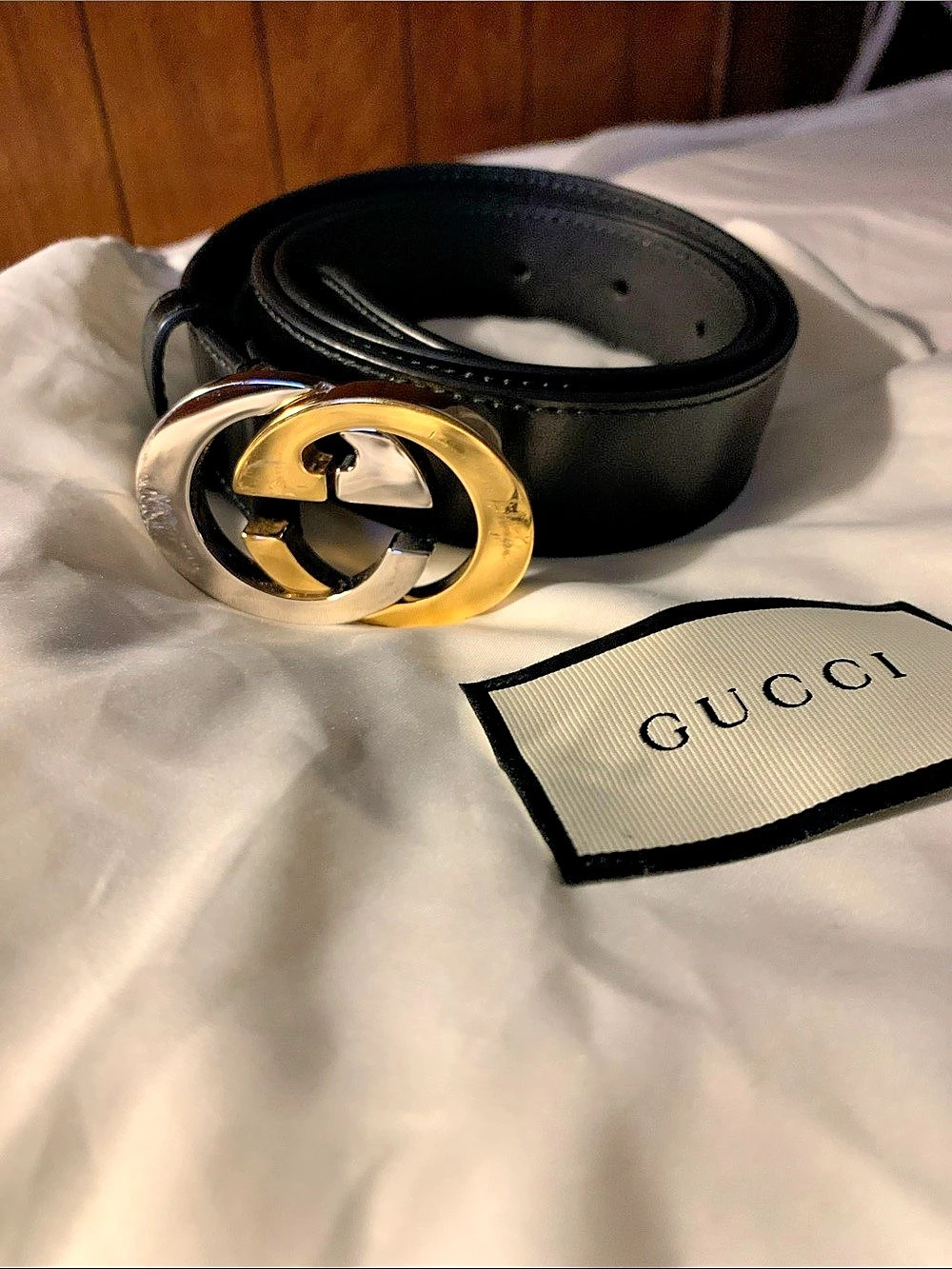 Gucci Interlocking G Two-Tone Buckle Belt Black & Gold
